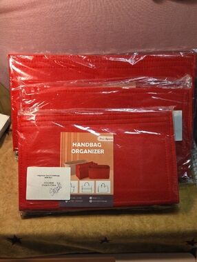 3 Handbag Organizer Insert - Red Felt Bag Organizer Small, Med, Large